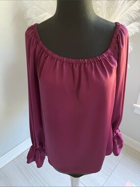 Plum Off-Shoulder Long Sleeve Blouse